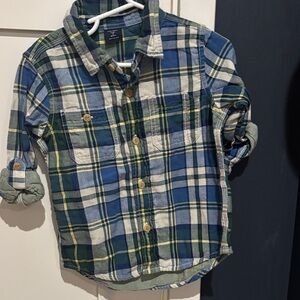 GAP Blue and Green Plaid Kids Button Down Shirt